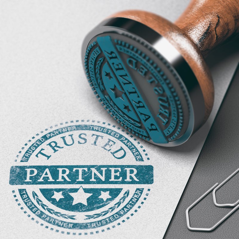 deed of trust partner mark imprinted on a paper background with rubber stamp. Concept of trust in business and partnership. 3D illustration