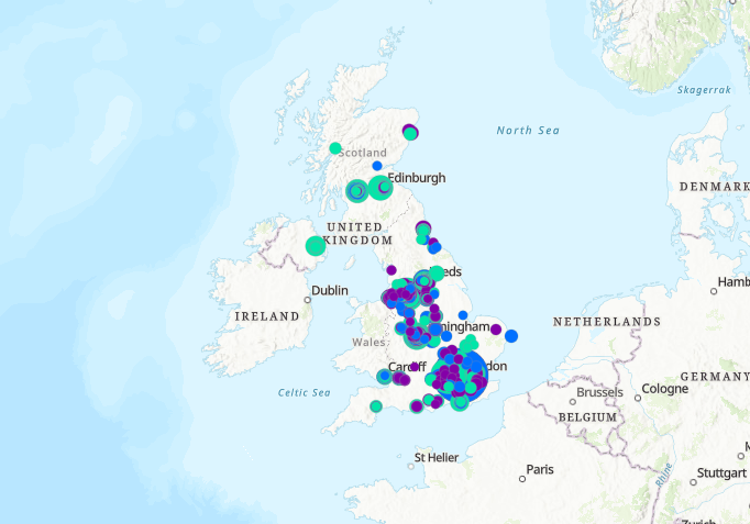 Map showing BTR schemes across the UK. 