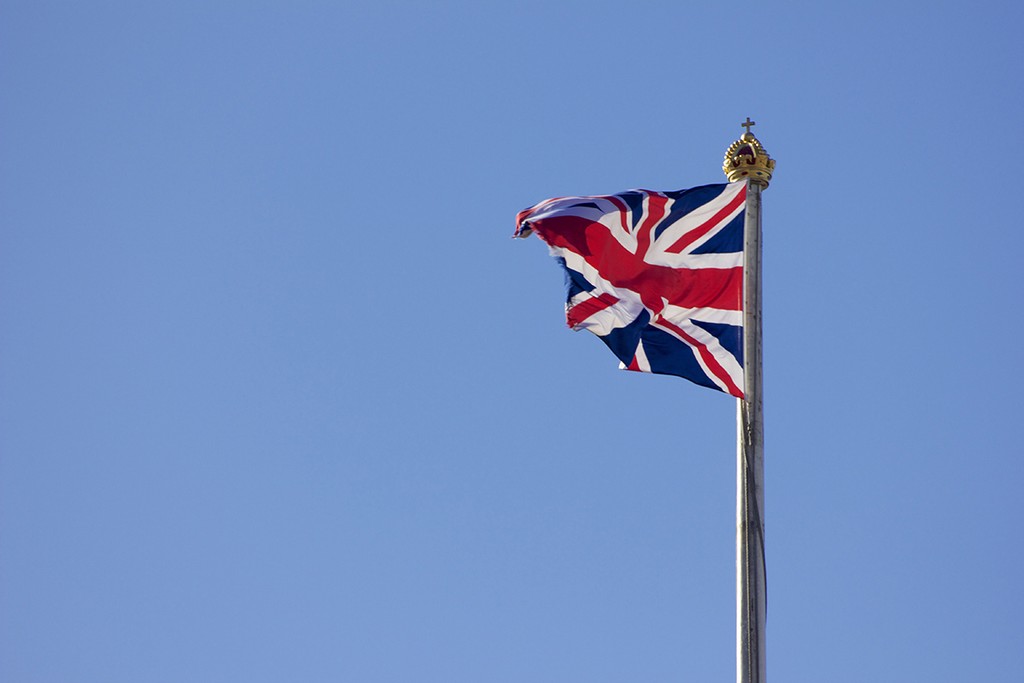 union flag of the UK flying on a pole