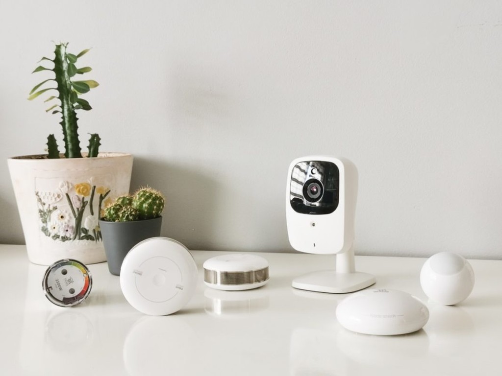 Smart Home Appliances on a white table