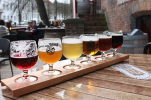 A tasting selection of different craft beers