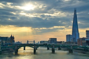 View of the Thames, London, with the shard on the right hand side