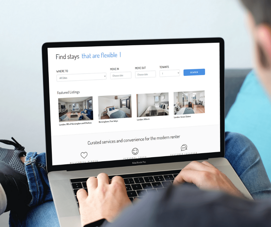rental property site for short term lets shown on laptop