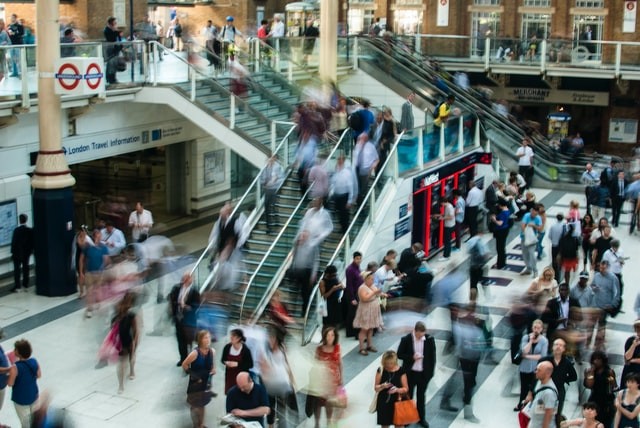 busy train station in London