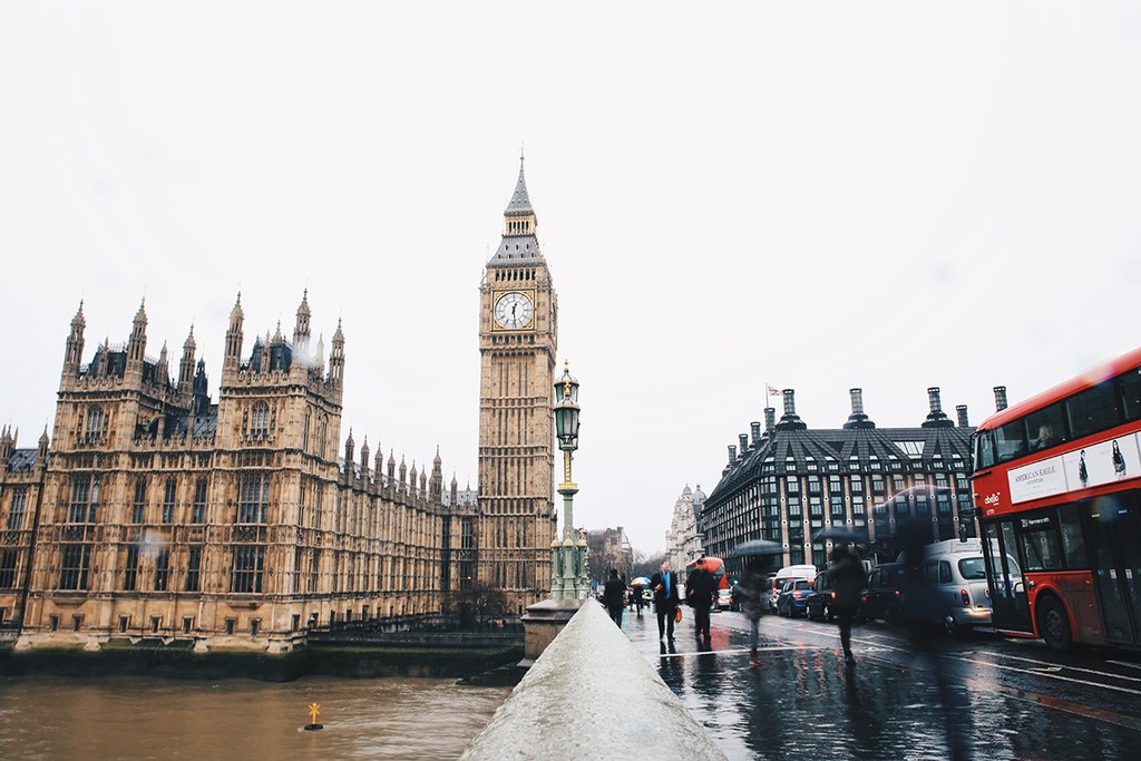 London in the rain