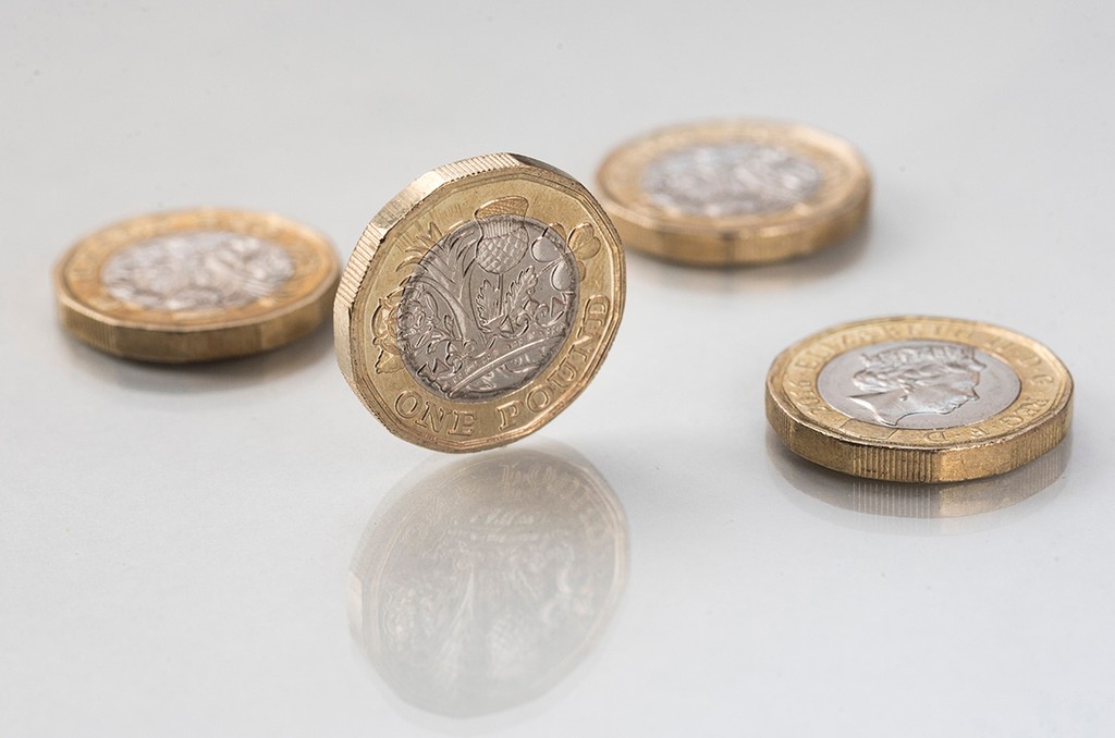 pound coins on a white background