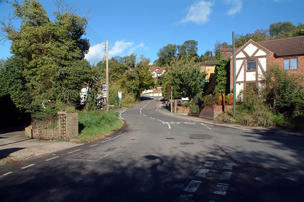 a street in Biggin Hill in the sunshine on a cloudless day