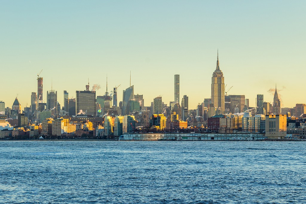 City views of new york city by the river and skyline