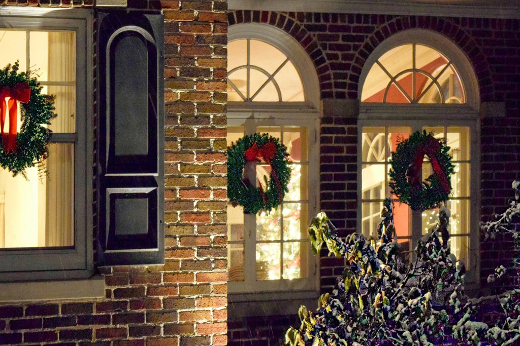 brick cladding outside home with christmas decorations