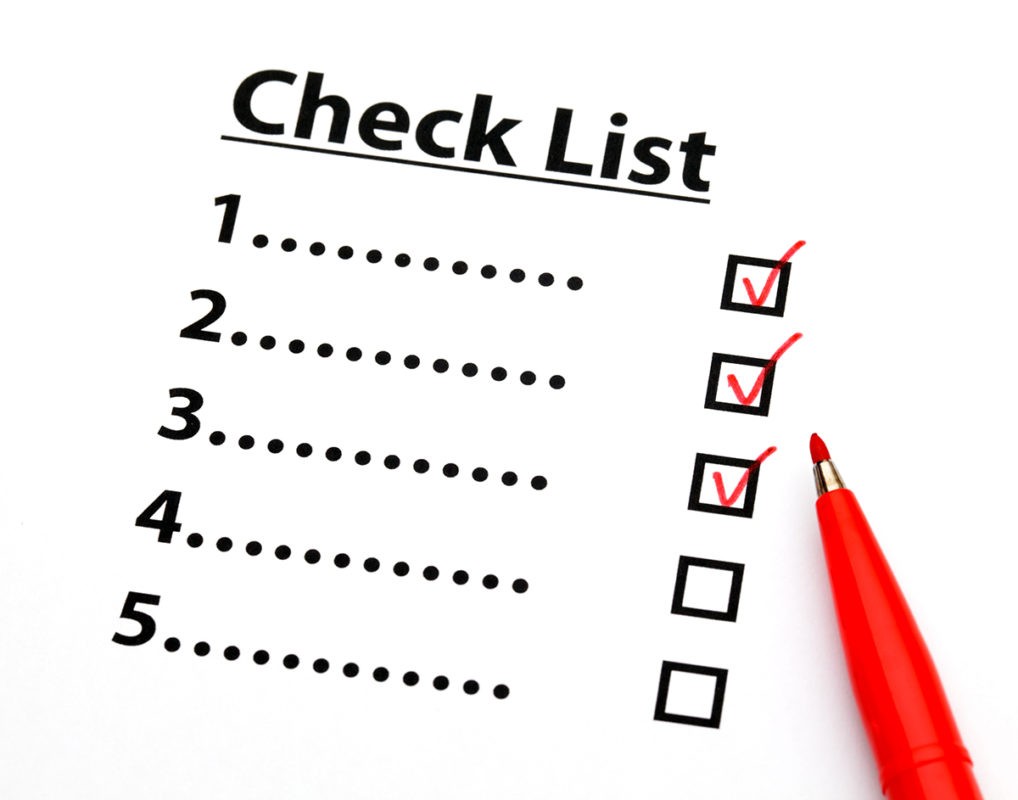 tenant checklist marked in red pen